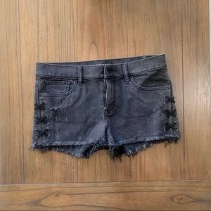 Express black jean shorts mid rise